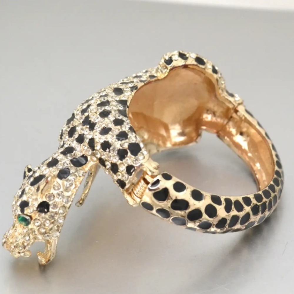 NWT ⚜️🖤⚜️ NATASHA GREEN EYED TIGERS AND LEOPARD SET NECKLACE ANX BRACELET - Picture 13 of 17